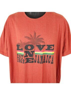 Jamaica T Shirt Mens Size 2XL Orange One Love Travel Destination Tee